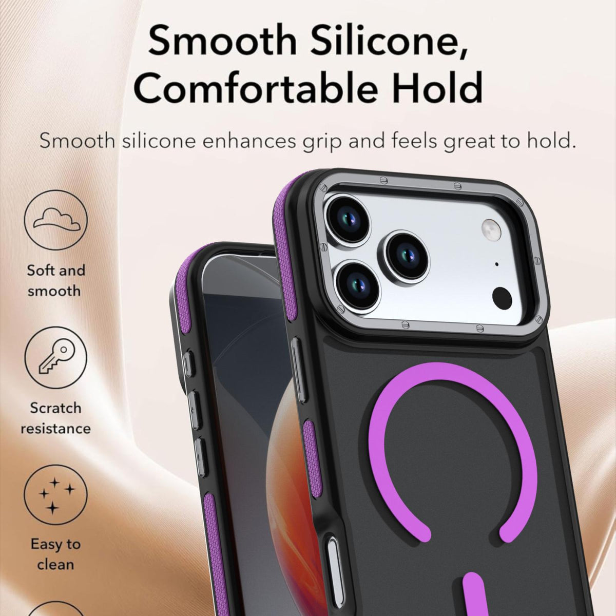 Compatible with iPhone 18 Pro Dual Color Skin Feel Magnetic Phone Case - Purple