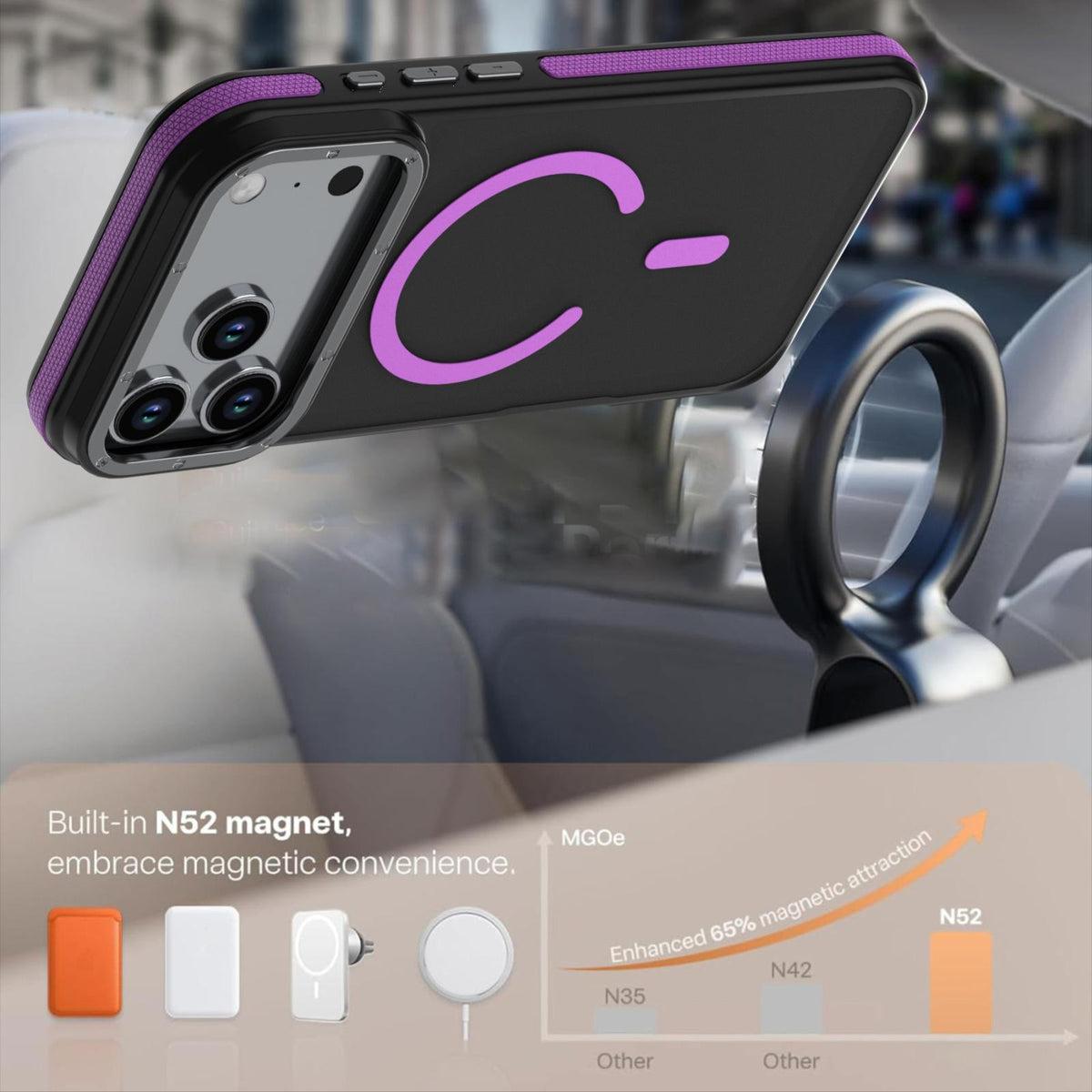Compatible with iPhone 18 Pro Dual Color Skin Feel Magnetic Phone Case - Purple