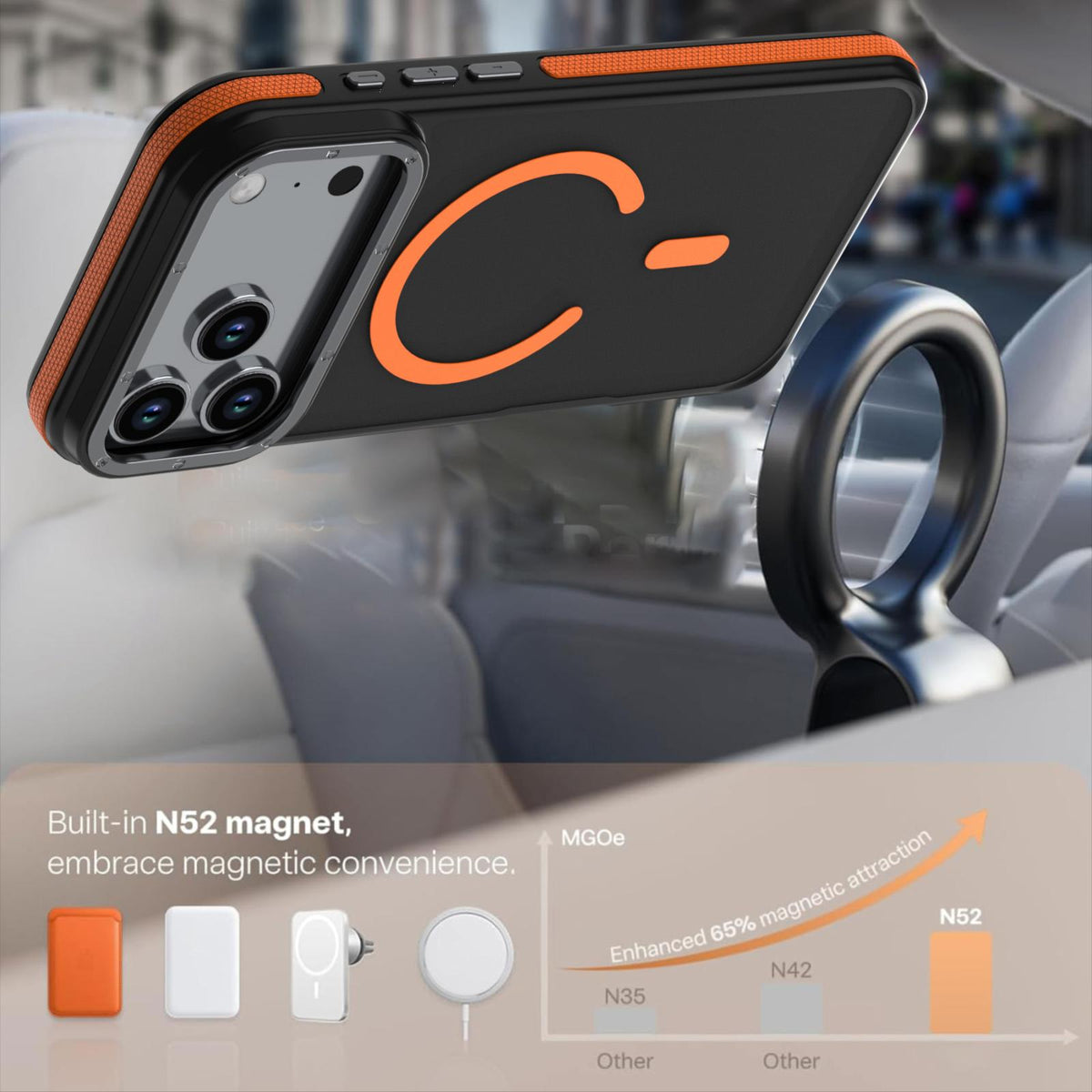 Compatible with iPhone 18 Pro Dual Color Skin Feel Magnetic Phone Case - Orange