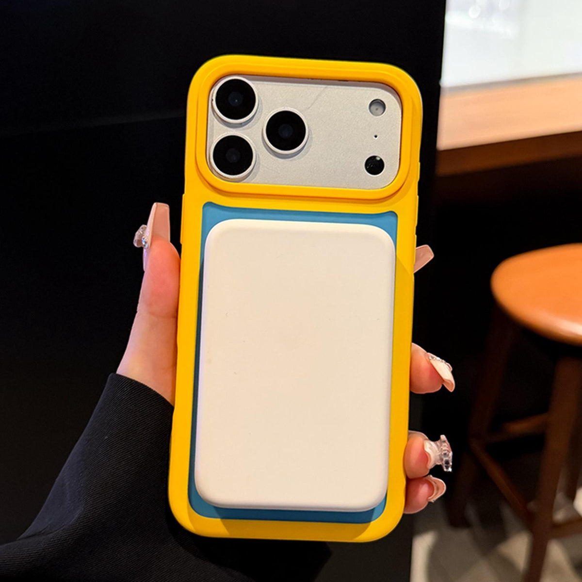 Compatible with iPhone 18 Pro Max Color Blocked 2 in 1 PC Dual-Layer TPU Magnetic Phone Case - Pink + Blue
