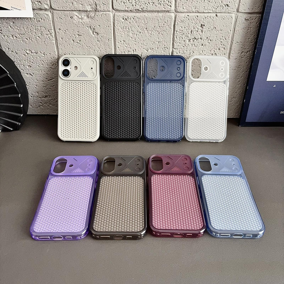 Compatible with iPhone 18 Pro Max Mecha Style Heat Dissipation Mesh TPU Phone Case - Transparent Grey