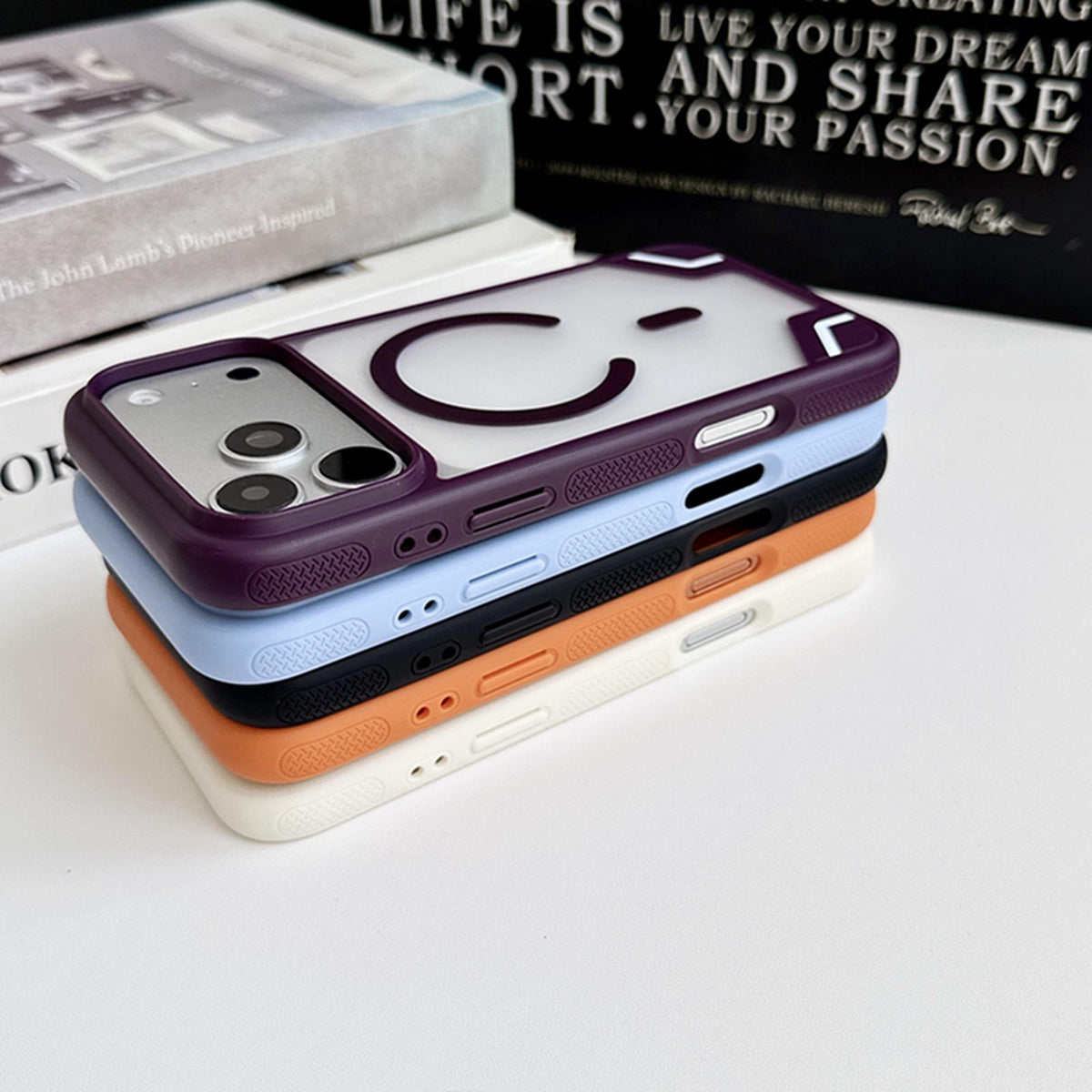 Compatible with iPhone 18 Pro Max Armor 2 in 1 TPU Dual-Layer PC Frosted Magnetic Phone Case - White