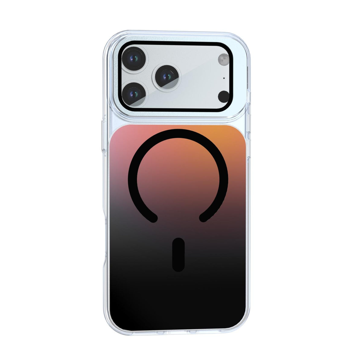 Compatible with iPhone 18 Pro Max Gradient Discolor Lens Protector Kickstand Magnetic Phone Case - Black