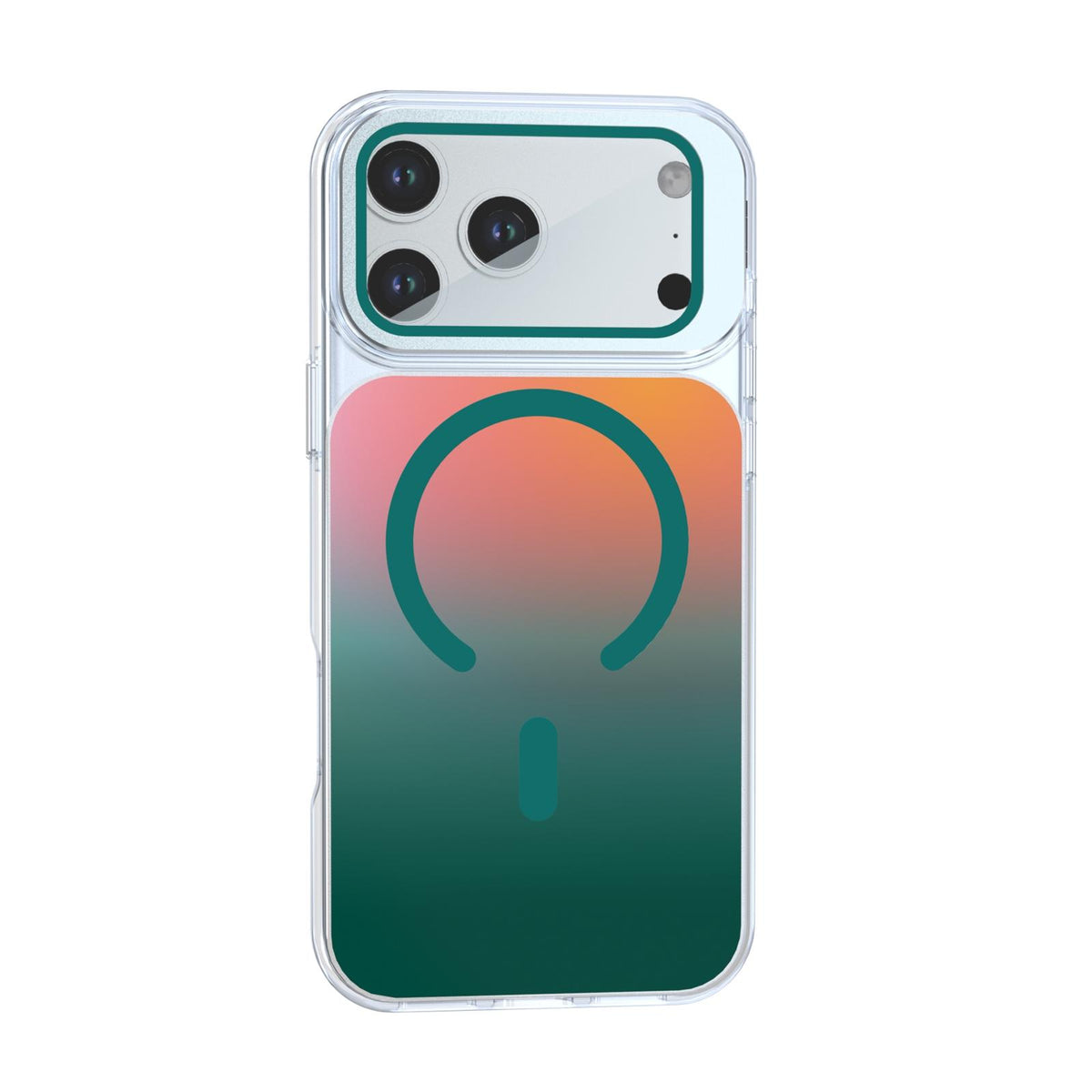 Compatible with iPhone 18 Pro Max Gradient Discolor Lens Protector Kickstand Magnetic Phone Case - Green
