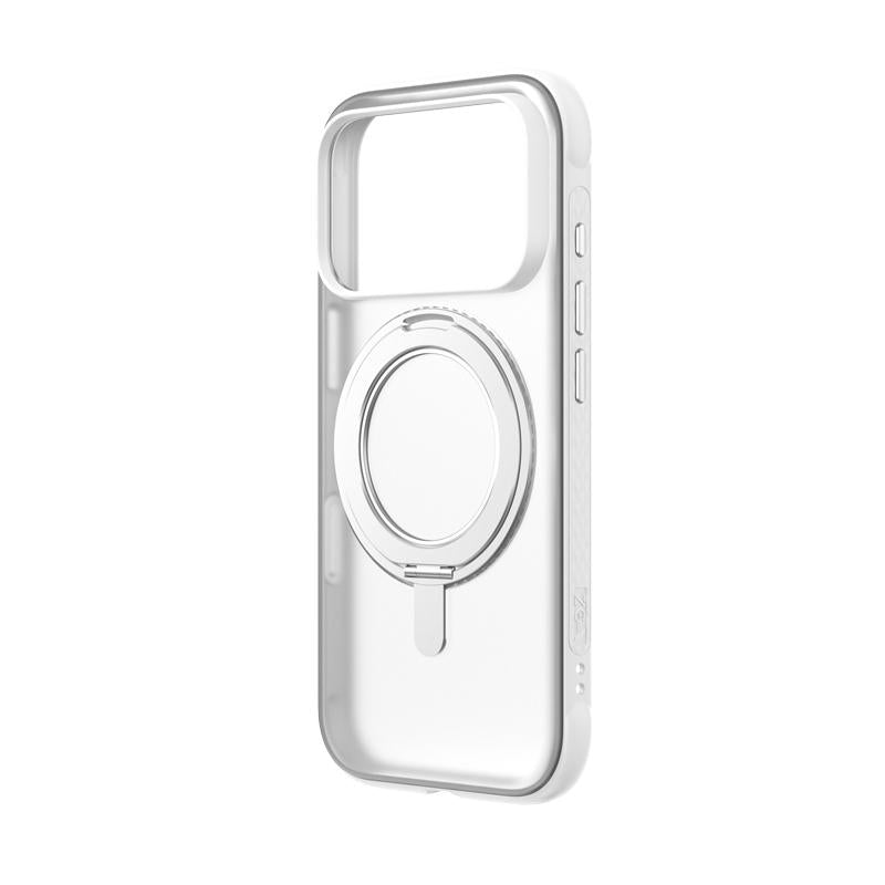 Compatible with iPhone 18 Pro Max ZGA Feitian 360 Rotation Holder Magsafe PC Dual-Layer TPU Phone Case - White