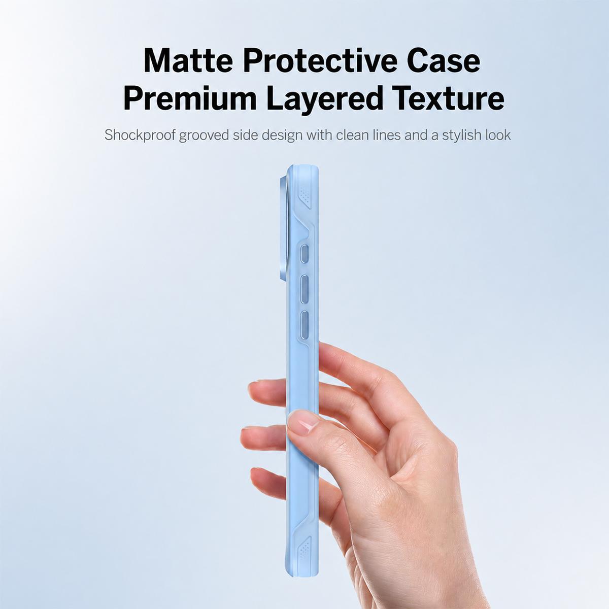 Compatible with iPhone 18 Pro Max ZGA Color Enhanced Skin Feel PC Dual-Layer TPU Magnetic Phone Case - Light Blue