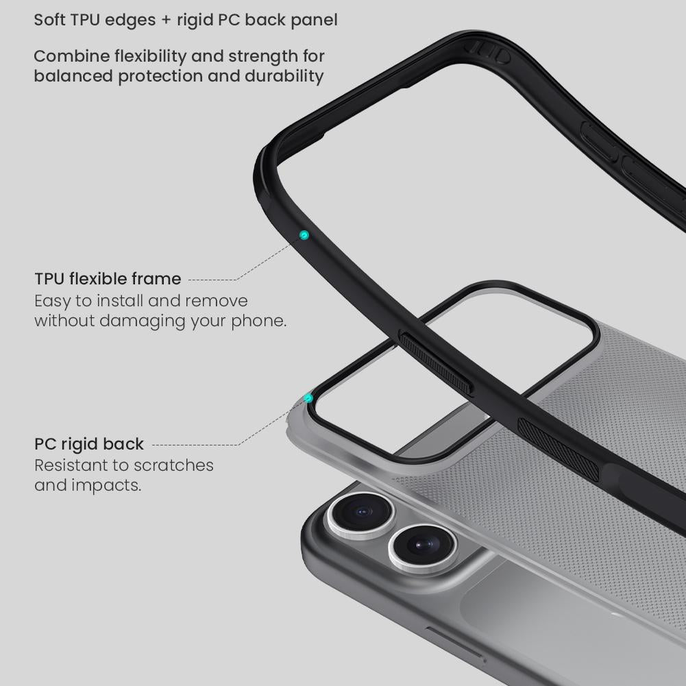 Compatible with iPhone 18 Pro Max NILLKIN Frosted Shield Pro PC + TPU Phone Case - Black