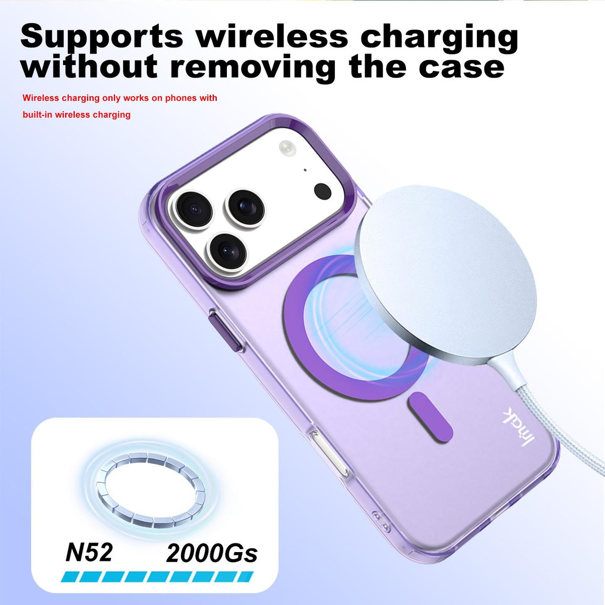 Compatible with iPhone 18 Pro Max imak Candy Series Magnetic Shockproof Phone Case - Purple