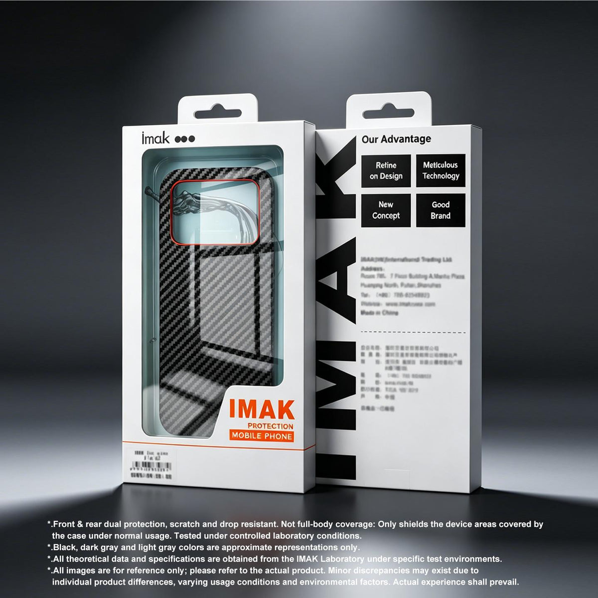 Compatible with iPhone 18 Pro Max imak Ruiyi Series Red Ring Carbon Fiber Texture Phone Case - Black