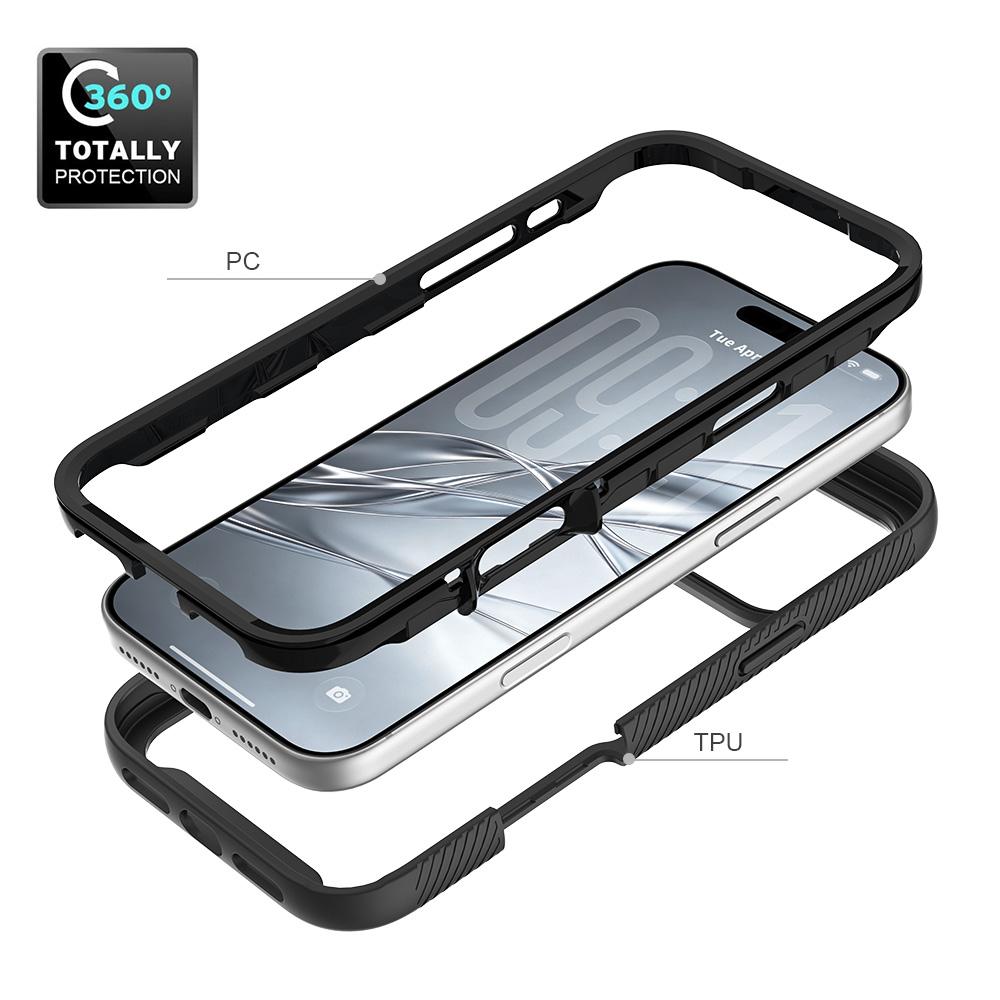 Compatible with iPhone 18 Pro Max Starry Sky Solid Color Shockproof TPU Clear PC Phone Case - Black