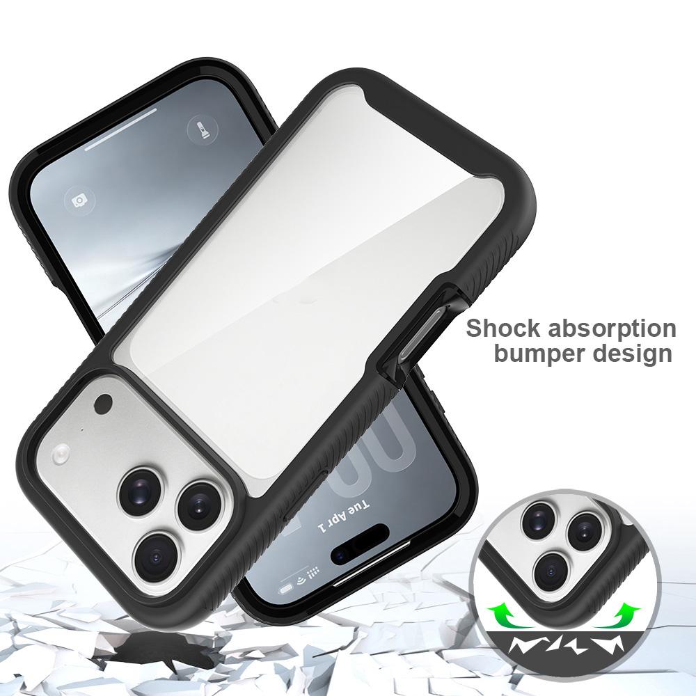 Compatible with iPhone 18 Pro Max Starry Sky Solid Color Shockproof TPU Clear PC Phone Case - Black