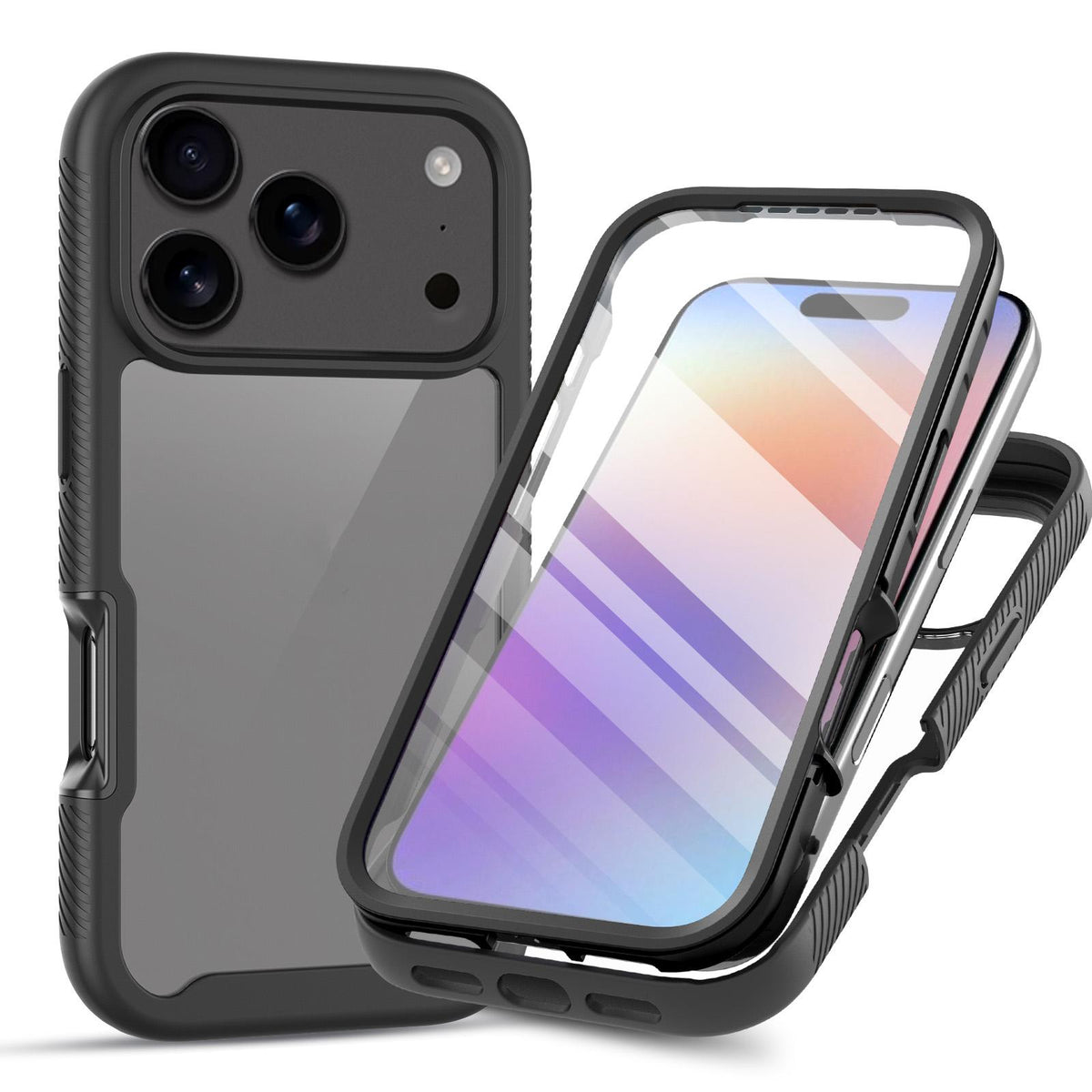 Compatible with iPhone 18 Pro Max Starry Sky Solid Color Series PC + TPU Phone Case with PET Film - Black