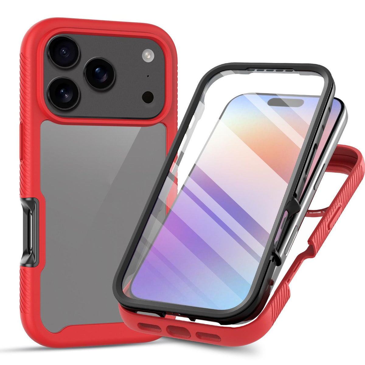 Compatible with iPhone 18 Pro Max Starry Sky Solid Color Series PC + TPU Phone Case with PET Film - Red