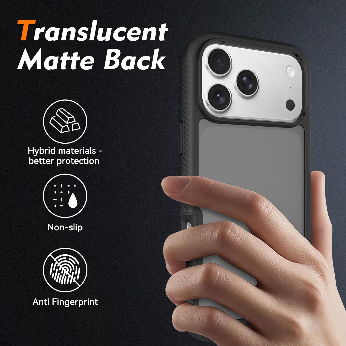 Compatible with iPhone 18 Pro Max Starry Sky Matte Two-Tone TPU Dual-Layer PC Phone Case with Screen Protector - Black