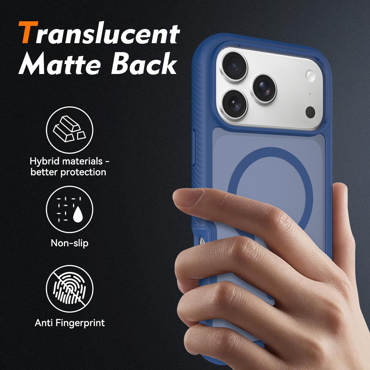 Compatible with iPhone 18 Pro Starry Sky Matte Magnetic TPU Dual-Layer PC Phone Case - Blue