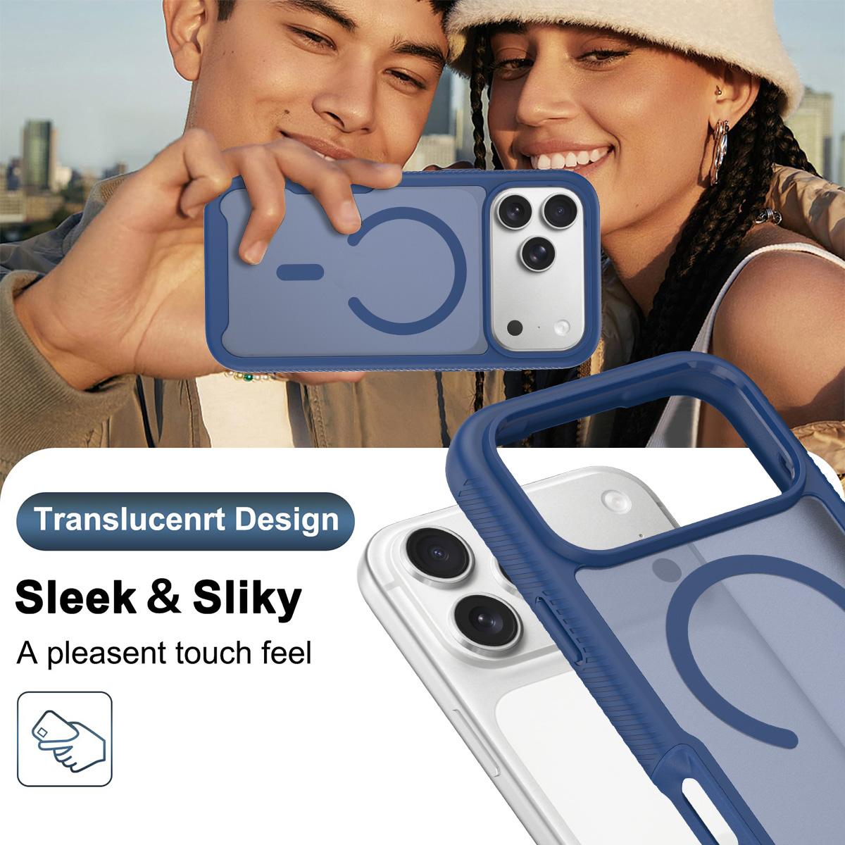 Compatible with iPhone 18 Pro Starry Sky Matte Magnetic TPU Dual-Layer PC Phone Case - Blue