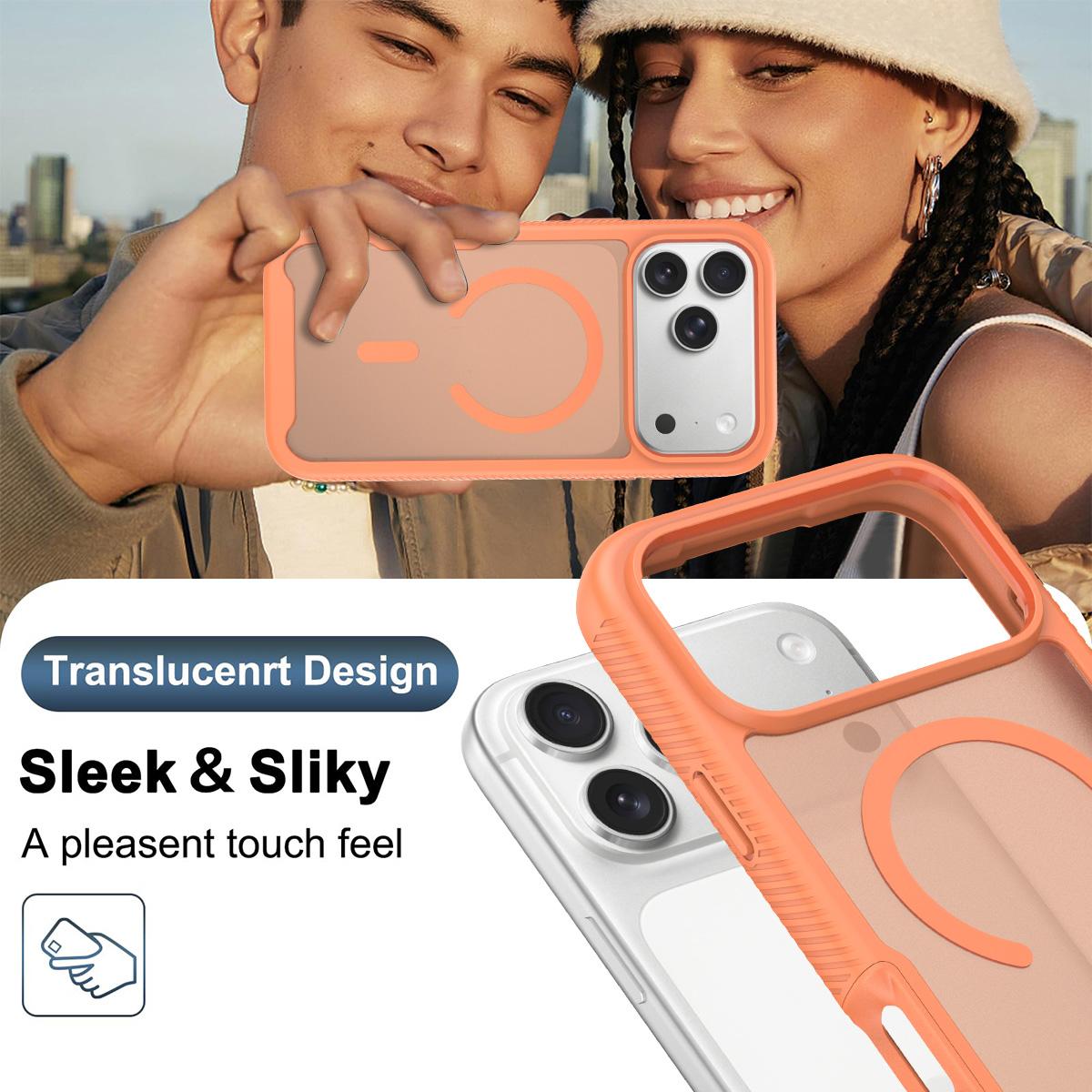 Compatible with iPhone 18 Pro Starry Sky Matte Magnetic TPU Dual-Layer PC Phone Case - Orange