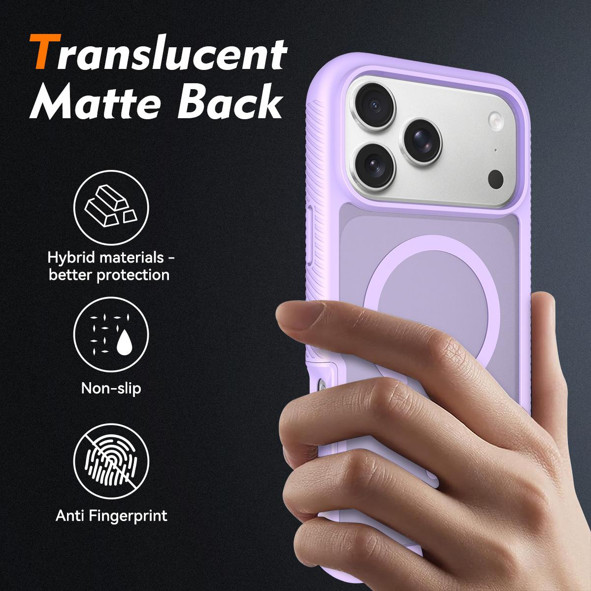 Compatible with iPhone 18 Pro Max Starry Sky Matte Magnetic TPU Dual-Layer PC Phone Case - Purple
