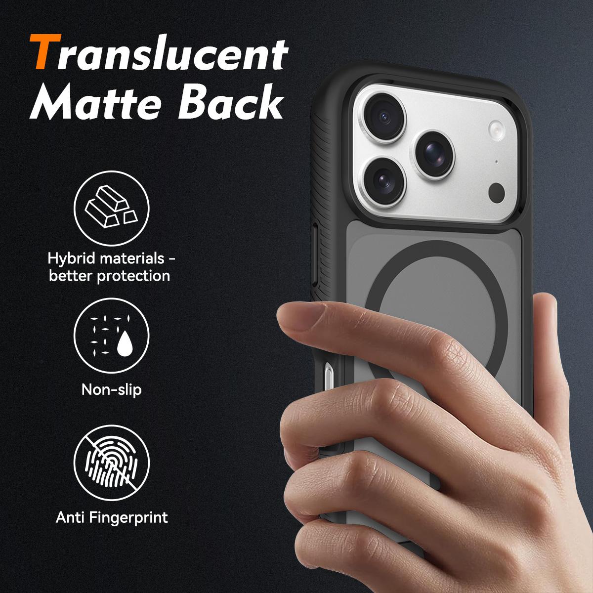 Compatible with iPhone 18 Pro Max Starry Sky Matte Magnetic TPU Dual-Layer PC Phone Case with Screen Protector - Orange