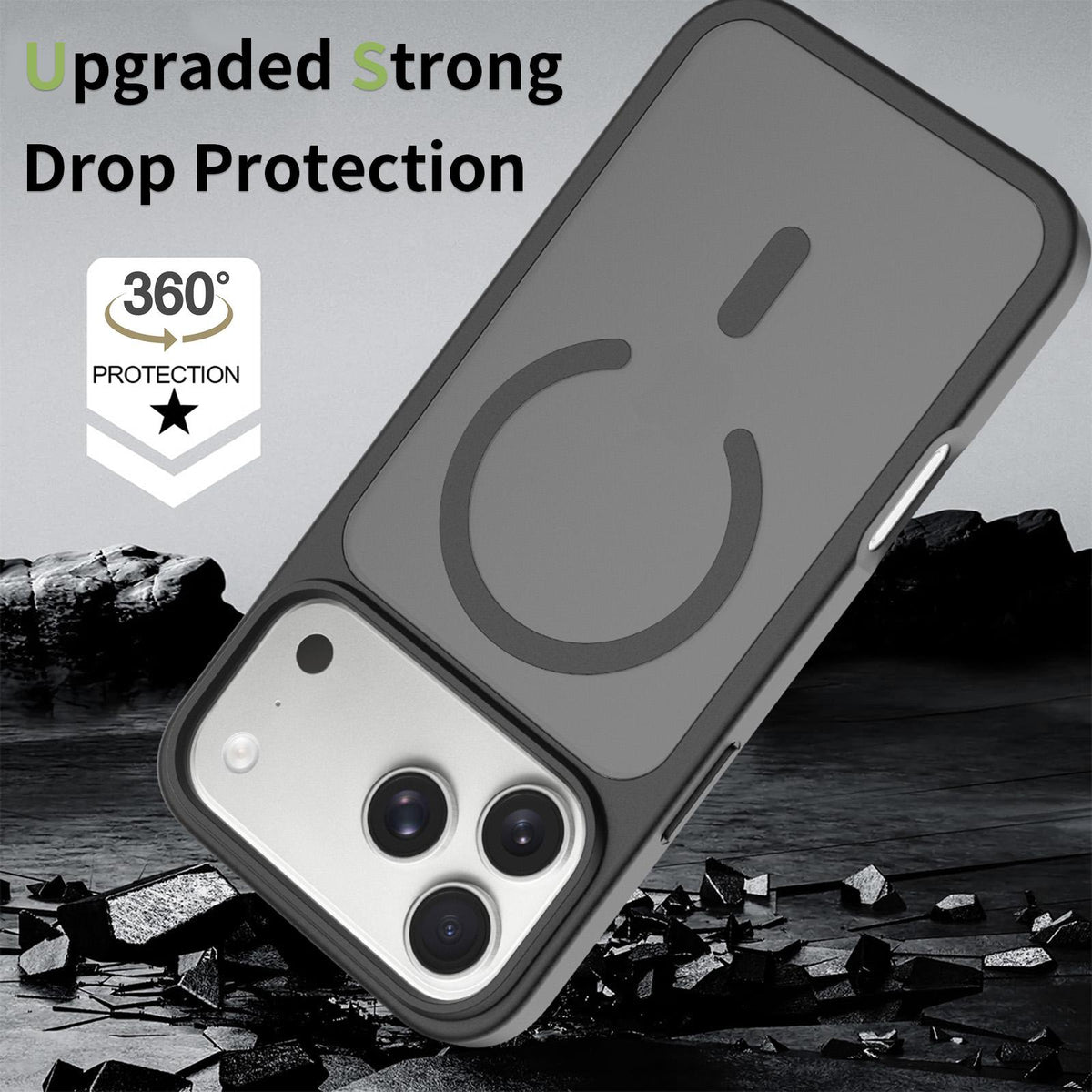 Compatible with iPhone 18 Pro Max Skin Feel TPU Dual-Layer PC MagSafe Phone Case - Black
