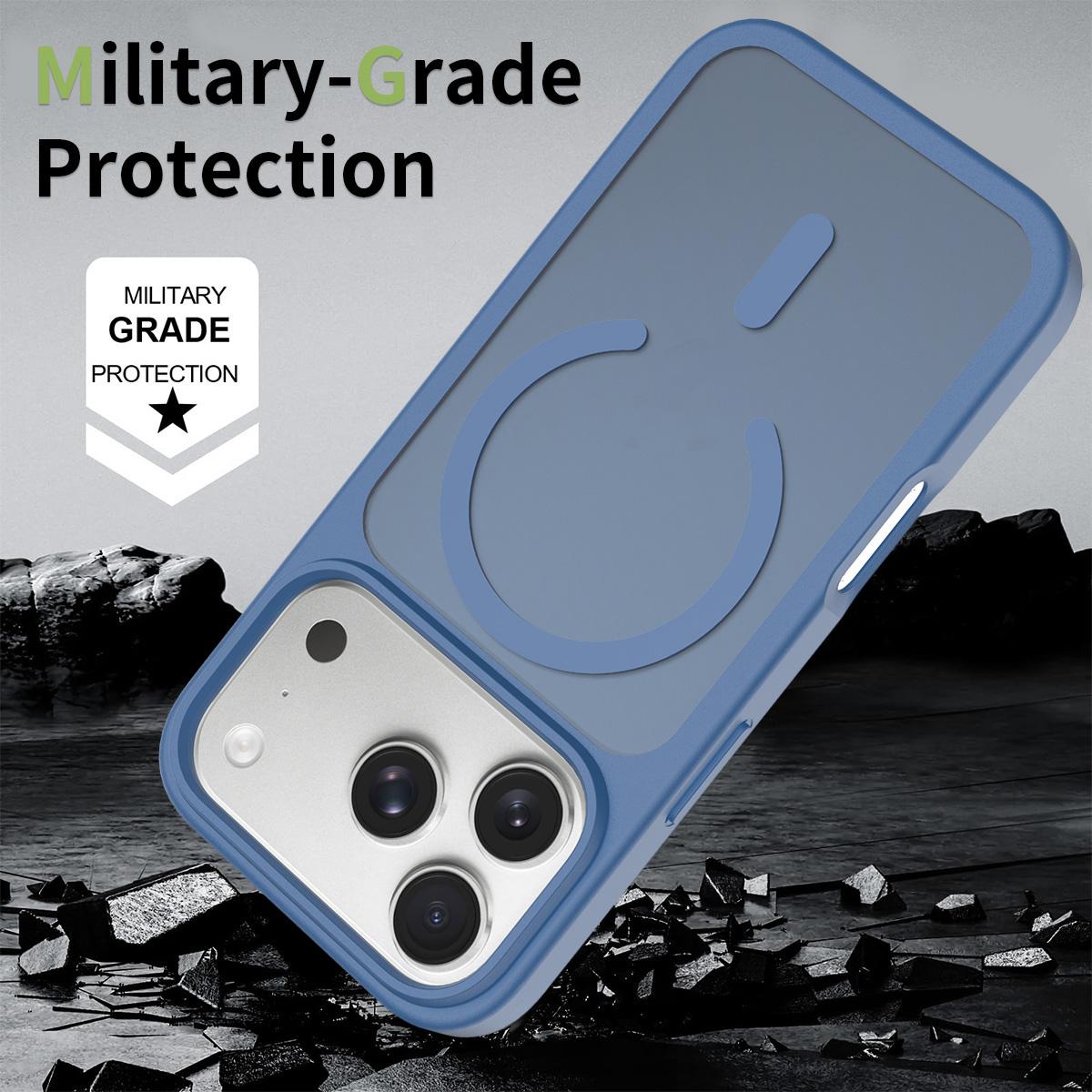 Compatible with iPhone 18 Pro Max Skin Feel TPU Dual-Layer PC MagSafe Phone Case - Blue