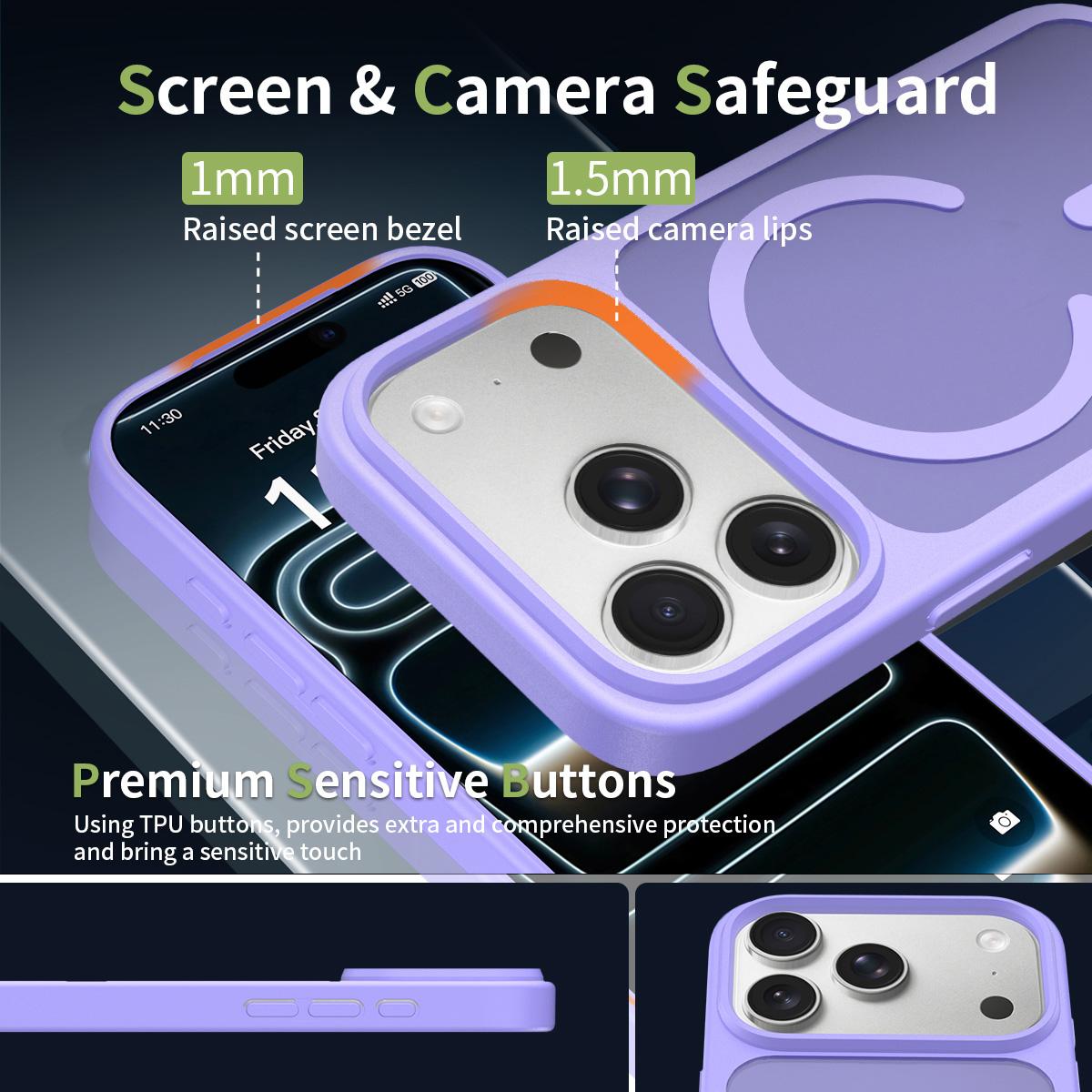 Compatible with iPhone 18 Pro Max Skin Feel TPU Dual-Layer PC MagSafe Phone Case - Purple