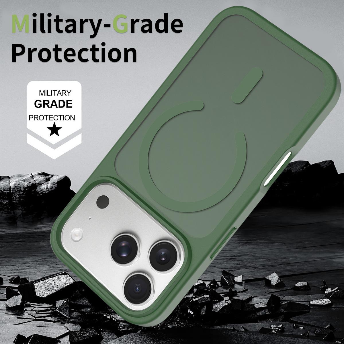 Compatible with iPhone 18 Pro Max Skin Feel TPU Dual-Layer PC MagSafe Phone Case - Dark Green