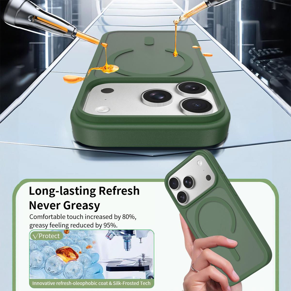 Compatible with iPhone 18 Pro Max Skin Feel TPU Dual-Layer PC MagSafe Phone Case - Dark Green