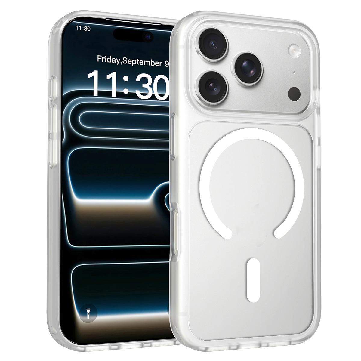 Compatible with iPhone 18 Pro Skin Feel TPU Dual-Layer PC MagSafe Phone Case - Transparent