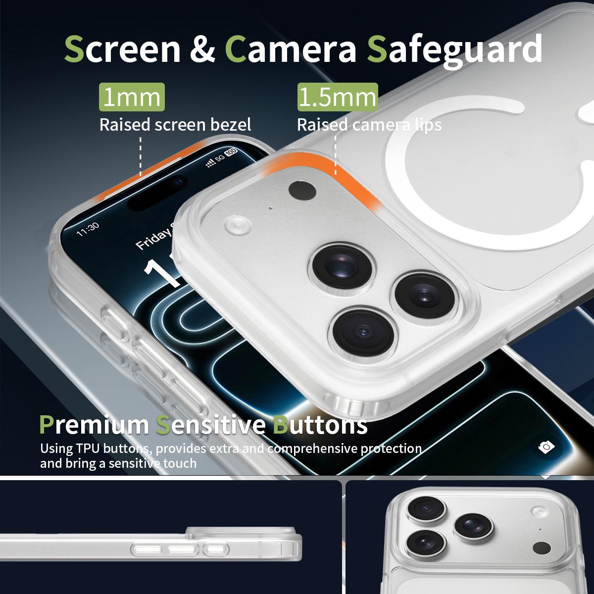 Compatible with iPhone 18 Pro Skin Feel TPU Dual-Layer PC MagSafe Phone Case - Transparent