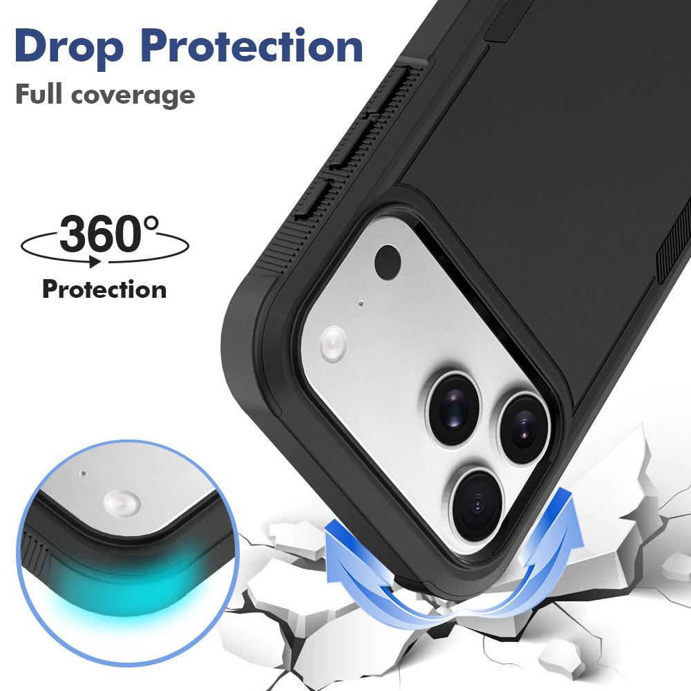 Compatible with iPhone 18 Pro Max 2 in 1 PC + TPU Phone Case - Black
