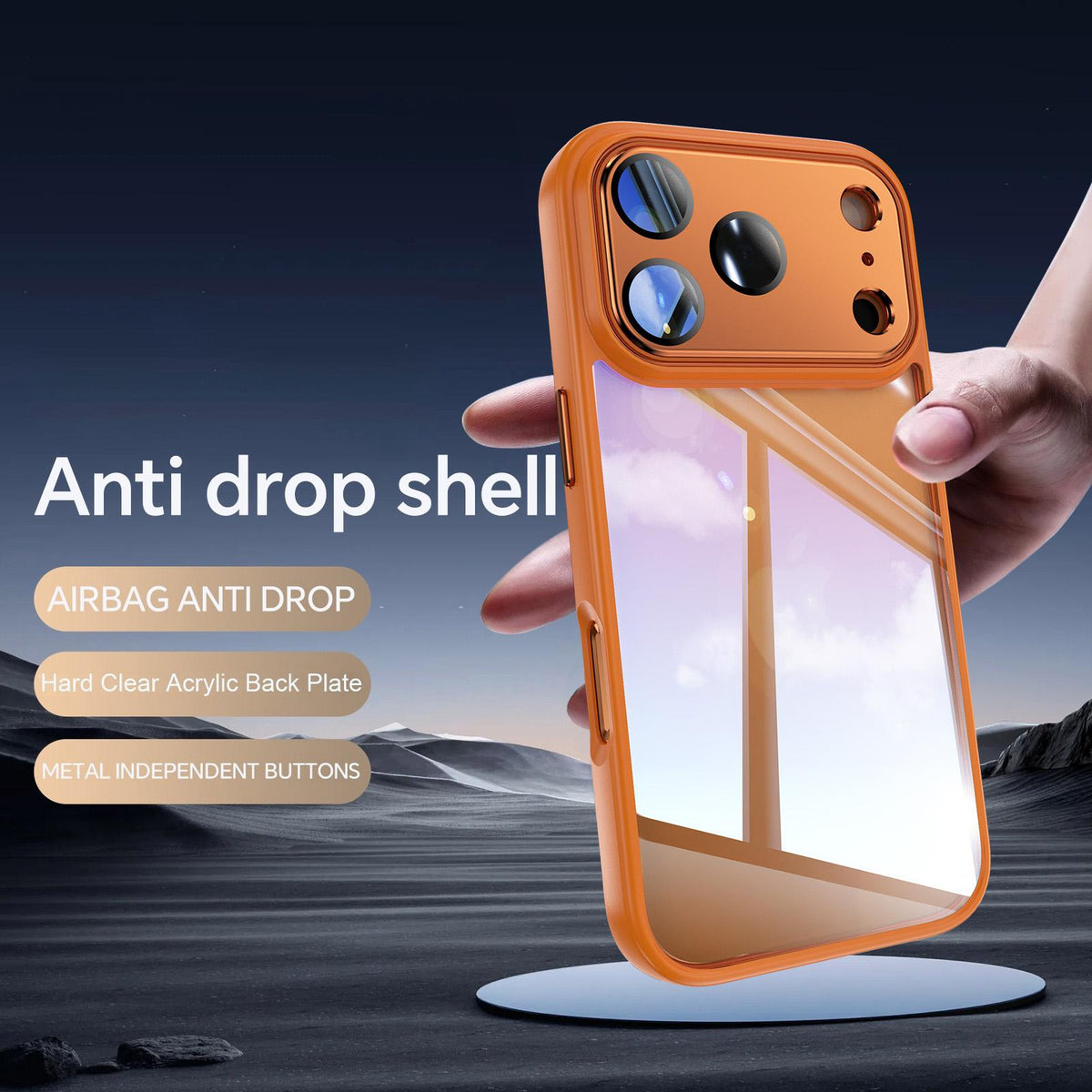 Compatible with iPhone 18 Pro Max Acrylic Dual-Layer TPU Armor Shockproof Phone Case - Orange