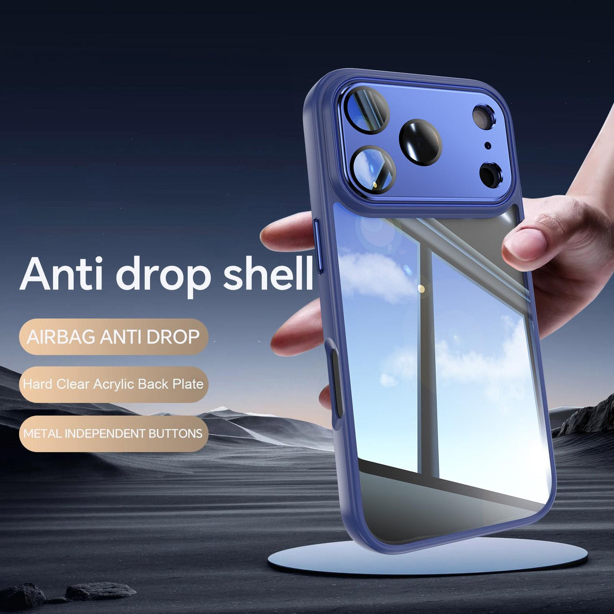 Compatible with iPhone 18 Pro Max Acrylic Dual-Layer TPU Armor Shockproof Phone Case - Blue
