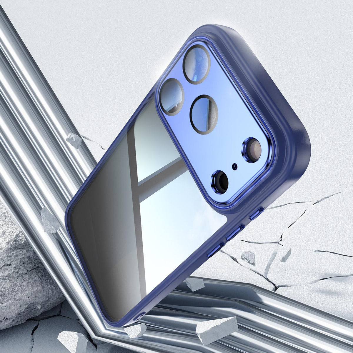 Compatible with iPhone 18 Pro Max Acrylic Dual-Layer TPU Armor Shockproof Phone Case - Blue