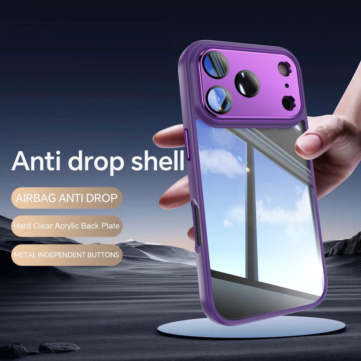 Compatible with iPhone 18 Pro Max Acrylic Dual-Layer TPU Armor Shockproof Phone Case - Purple