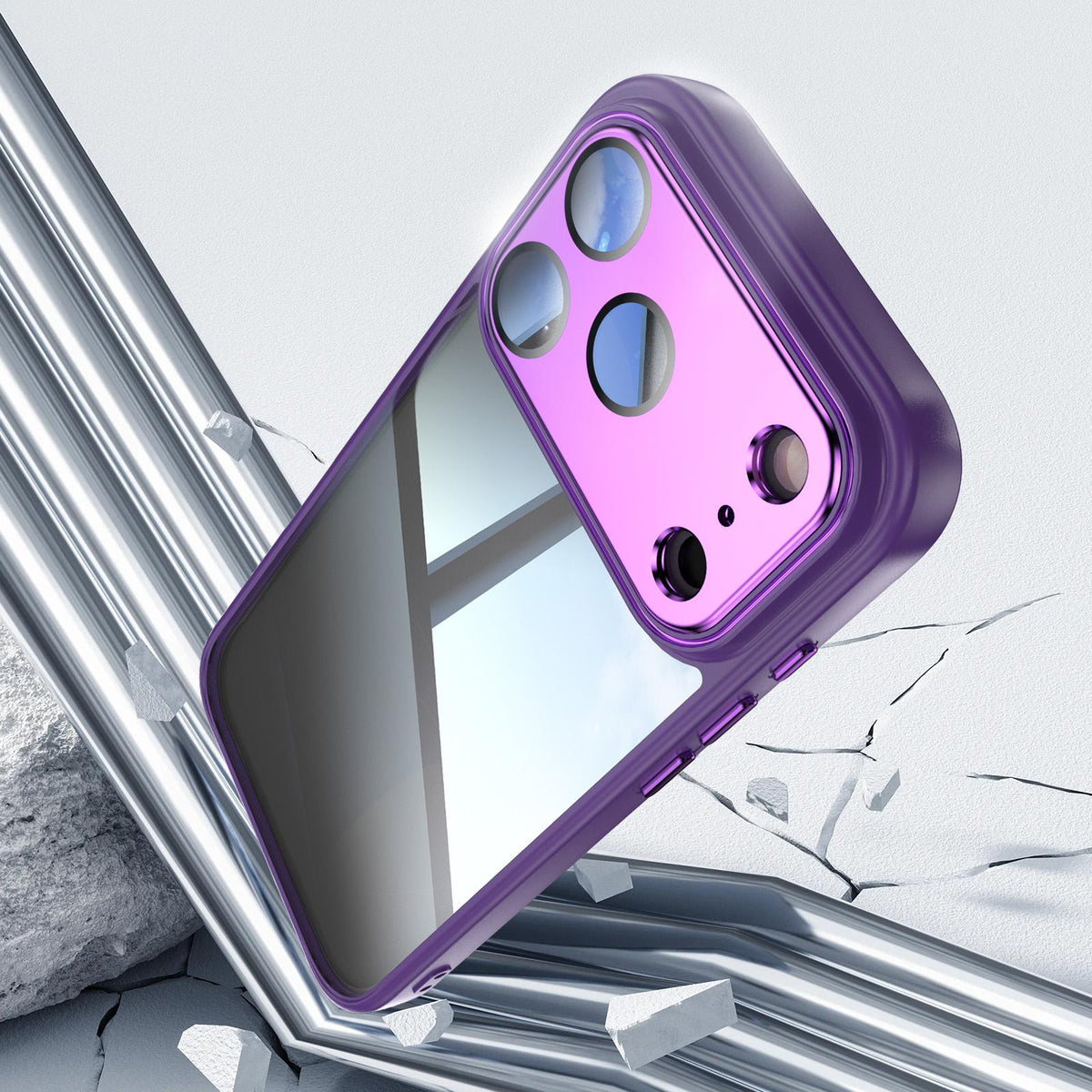Compatible with iPhone 18 Pro Max Acrylic Dual-Layer TPU Armor Shockproof Phone Case - Purple