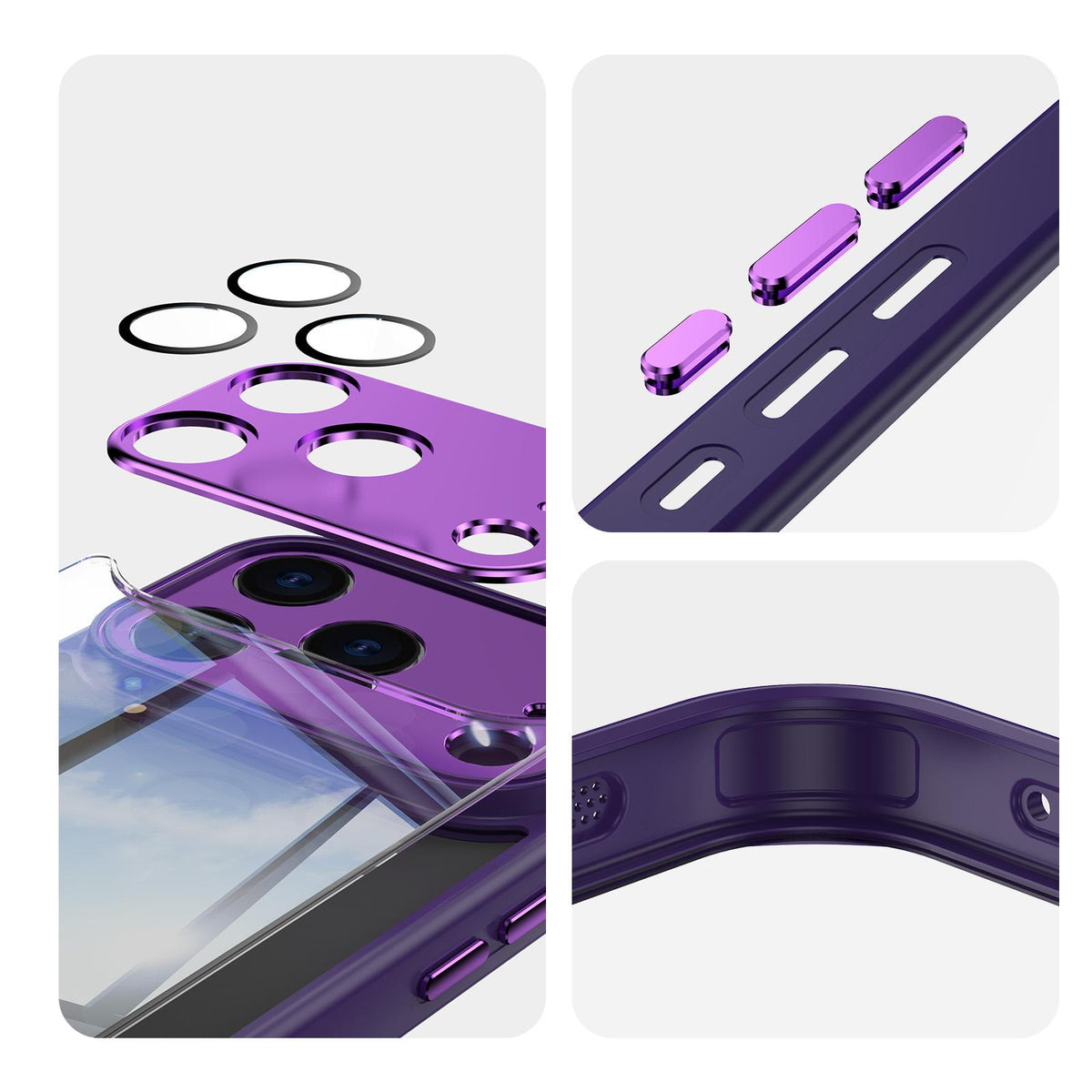 Compatible with iPhone 18 Pro Max Acrylic Dual-Layer TPU Armor Shockproof Phone Case - Purple