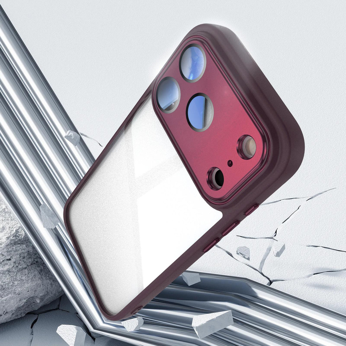 Compatible with iPhone 18 Pro Acrylic Dual-Layer TPU Armor Shockproof Phone Case - Dark Cherry