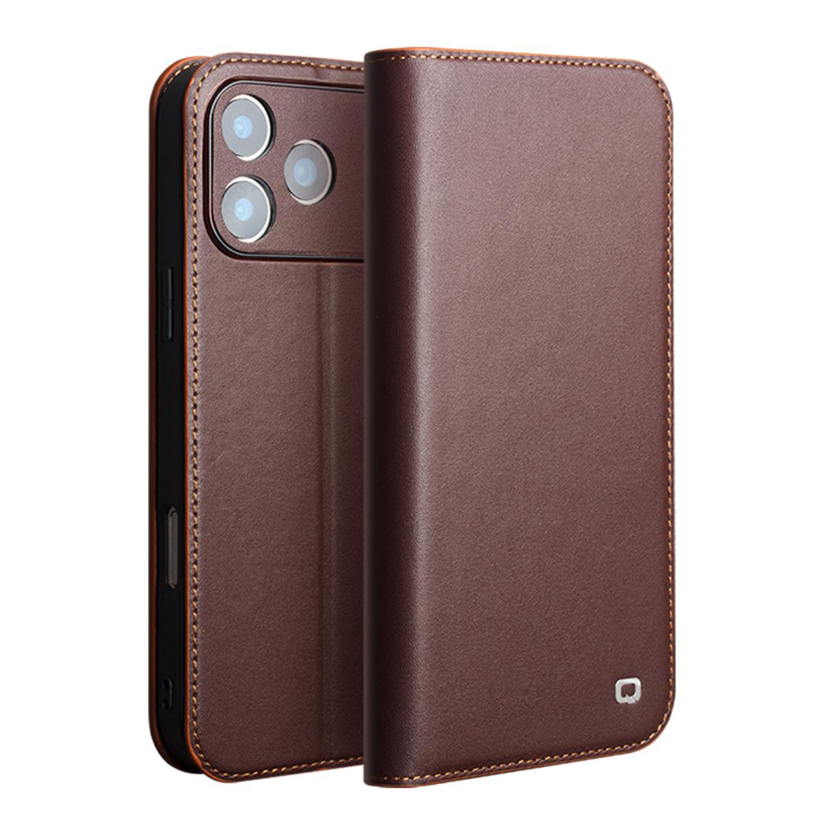 Compatible with iPhone 18 Pro Max QIALINO Classic Gen2 Leather Phone Case - Brown