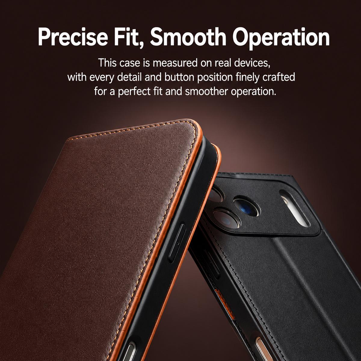 Compatible with iPhone 18 Pro Max QIALINO Classic Gen2 Leather Phone Case - Brown