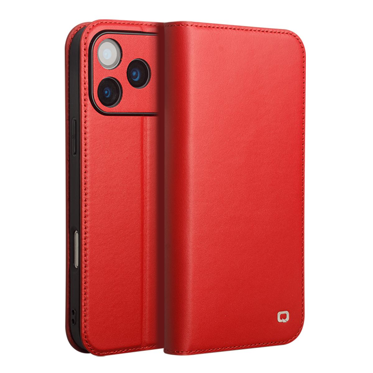 Compatible with iPhone 18 Pro Max QIALINO Classic Gen2 Leather Phone Case - Red