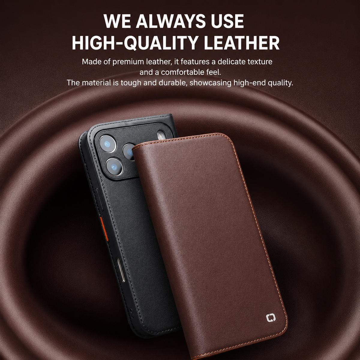 Compatible with iPhone 18 Pro Max QIALINO Classic Gen2 Leather Phone Case - Red