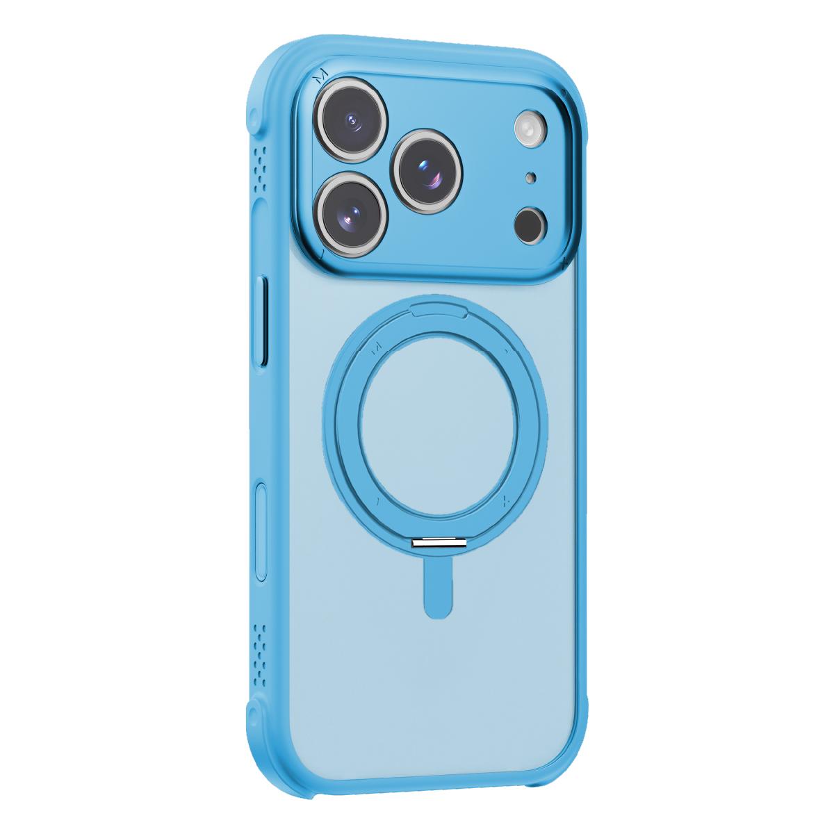Compatible with iPhone 18 Pro Max MOMAX SOMA Hoop Series Magnetic 360 Rotating Invisible Stand Phone Case - Blue