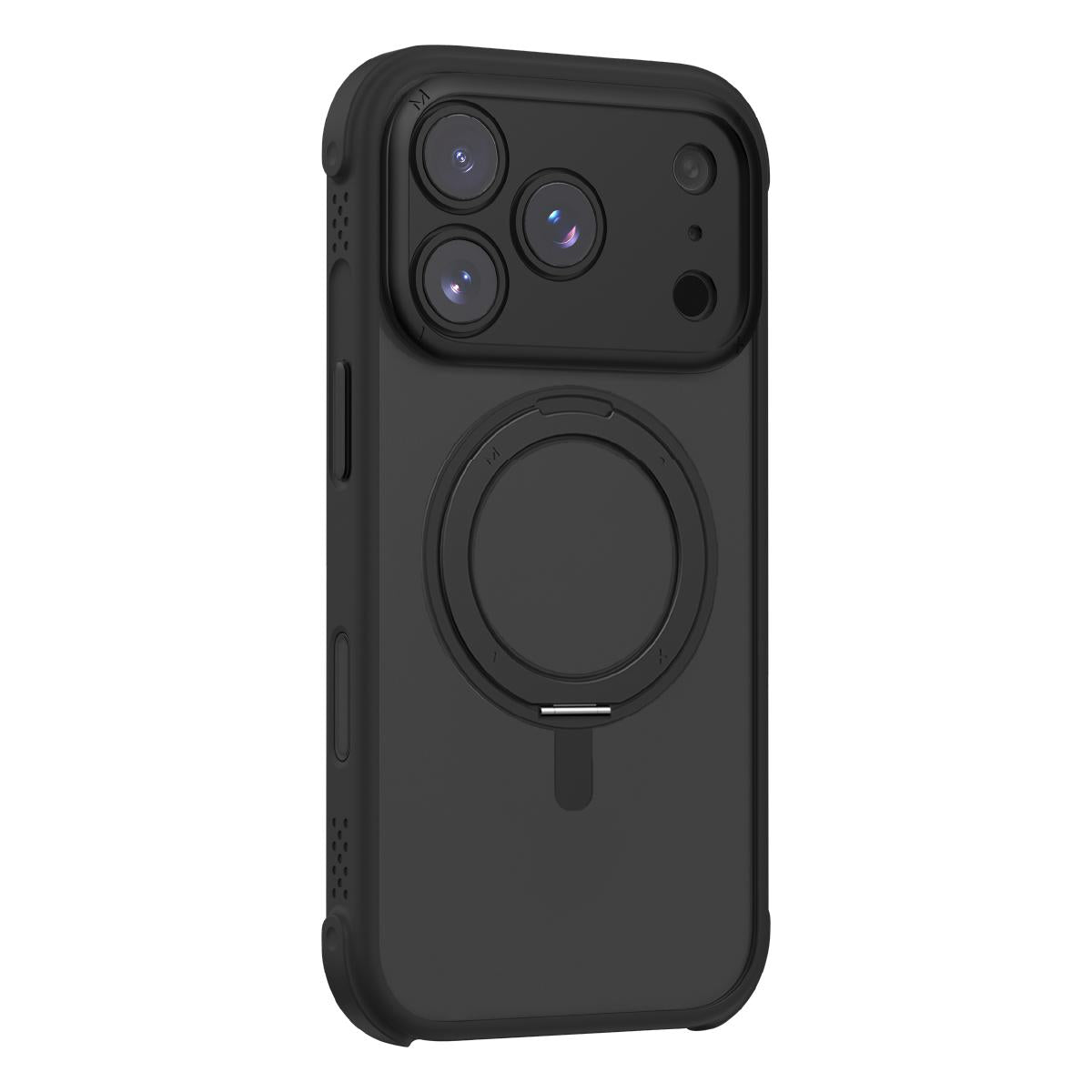 Compatible with iPhone 18 Pro Max MOMAX SOMA Hoop Series Magnetic 360 Rotating Invisible Stand Phone Case - Black