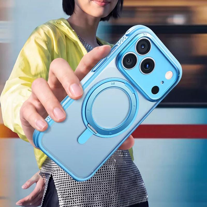 Compatible with iPhone 18 Pro Max MOMAX SOMA Hoop Series Magnetic 360 Rotating Invisible Stand Phone Case - Cherry Red