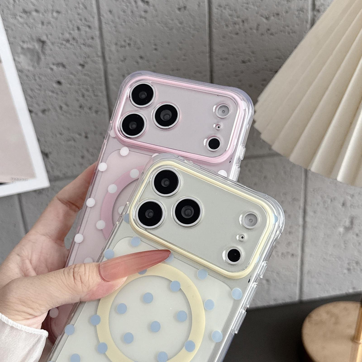 Compatible with iPhone 18 Pro Max Precise Cutout Translucent IMD Dots Pattern Magnetic Phone Case - Dark Blue