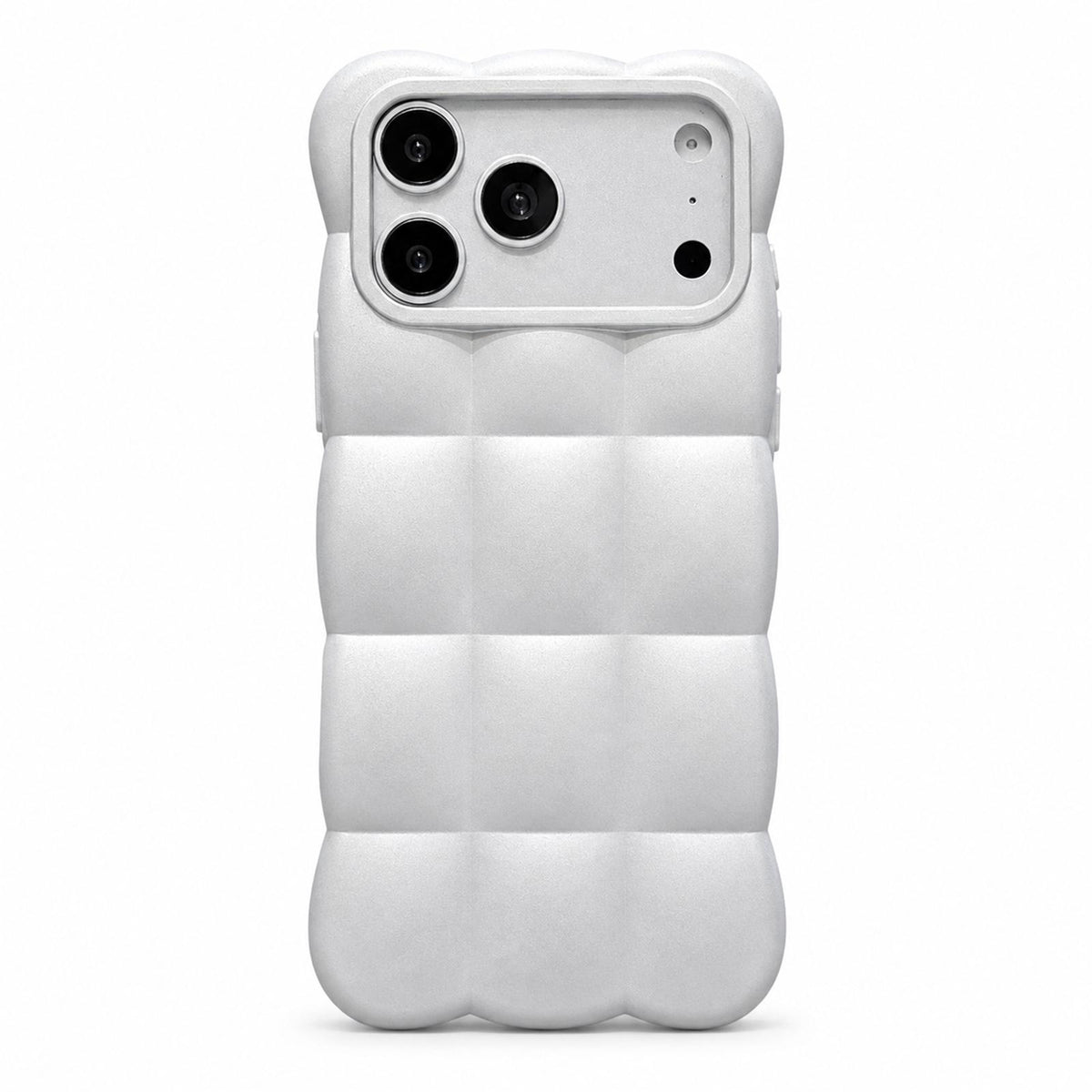 Compatible with iPhone 18 Pro Solid Color Cloud Square TPU Phone Case - Silver White