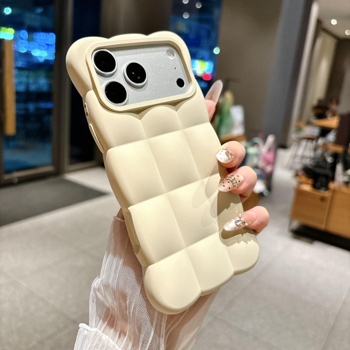 Compatible with iPhone 18 Pro Max Solid Color Cloud Square TPU Phone Case - Beige Yellow