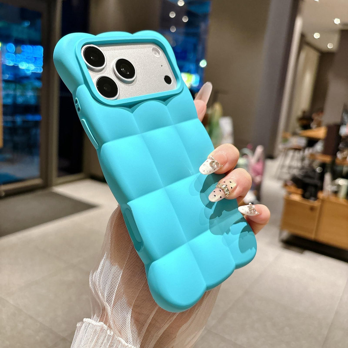 Compatible with iPhone 18 Pro Max Solid Color Cloud Square TPU Phone Case - Sky Blue