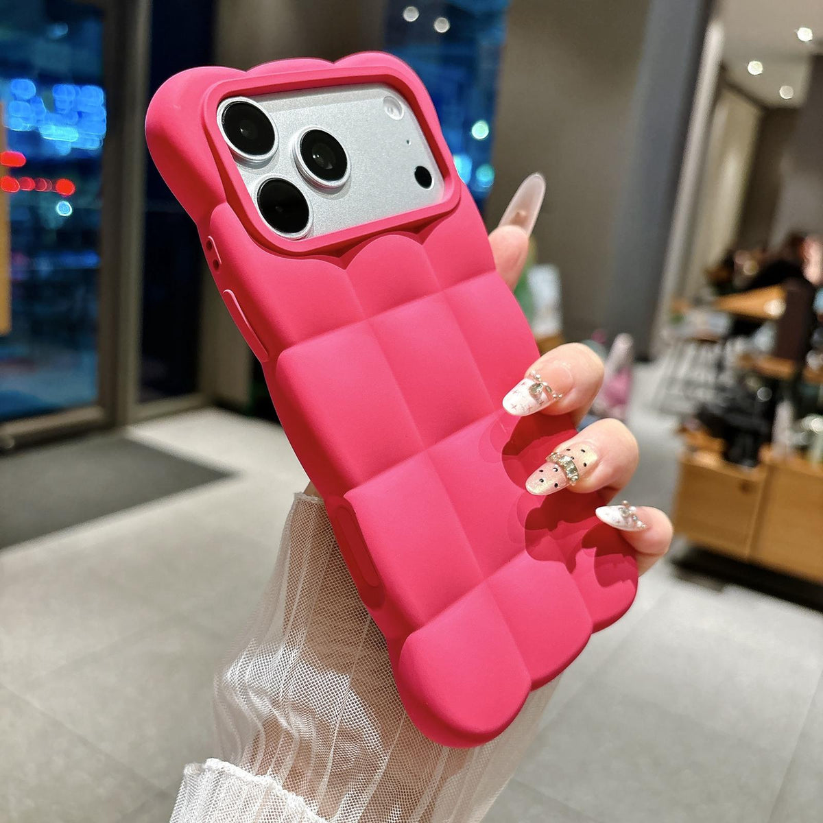 Compatible with iPhone 18 Pro Max Solid Color Cloud Square TPU Phone Case - Rose Red